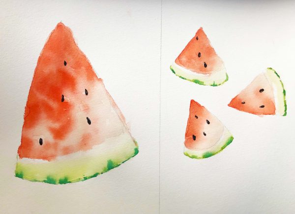 How to paint Watermelon with Watercolor and make your own Stickers